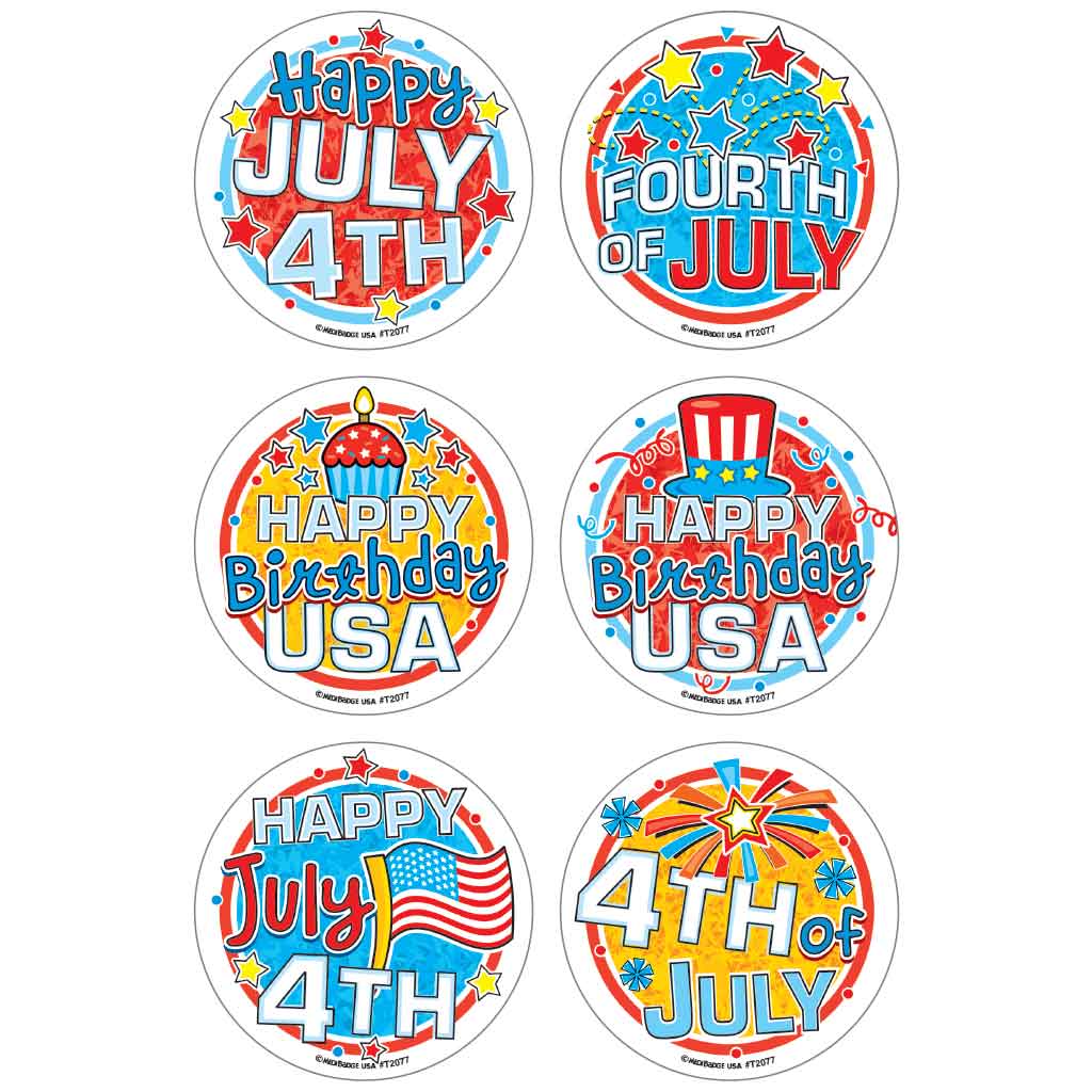 Happy July 4th Asst. Stickers