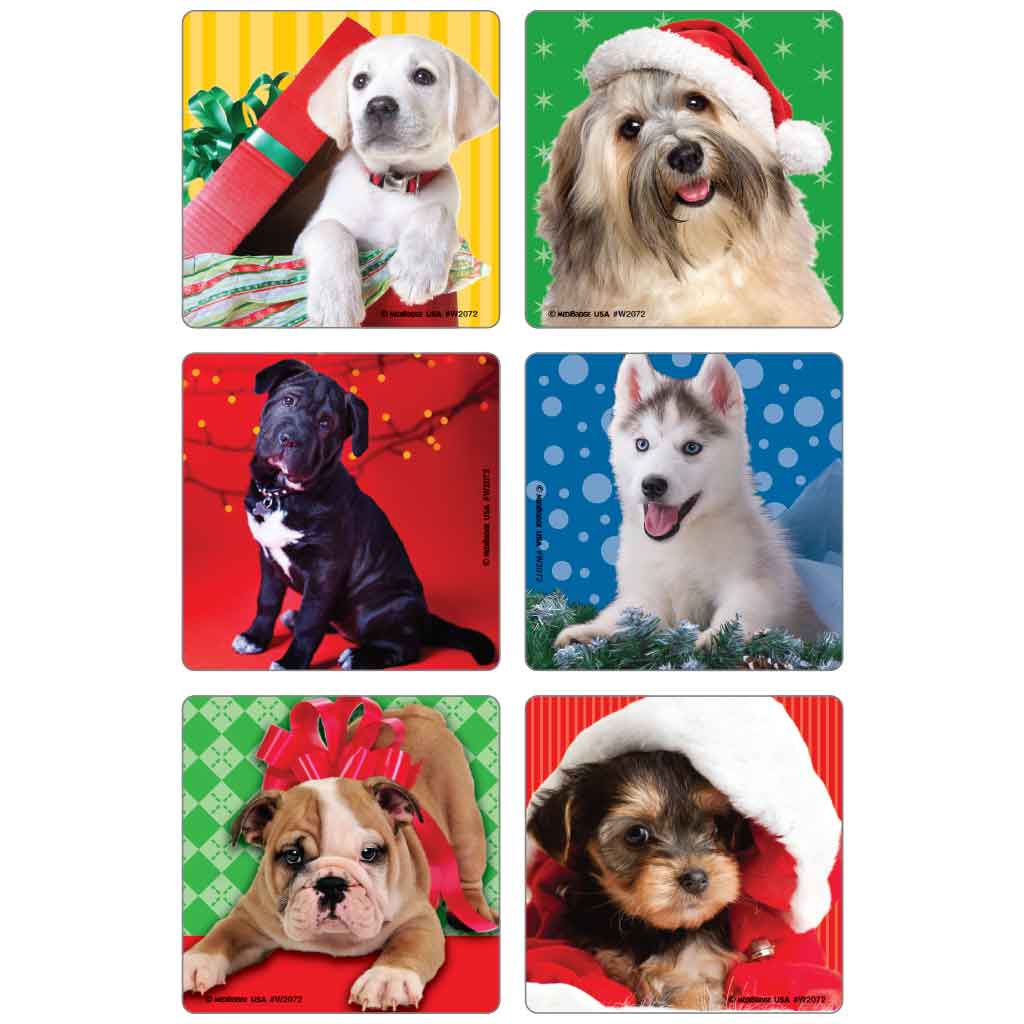 Christmas Puppies Asst. Stickers