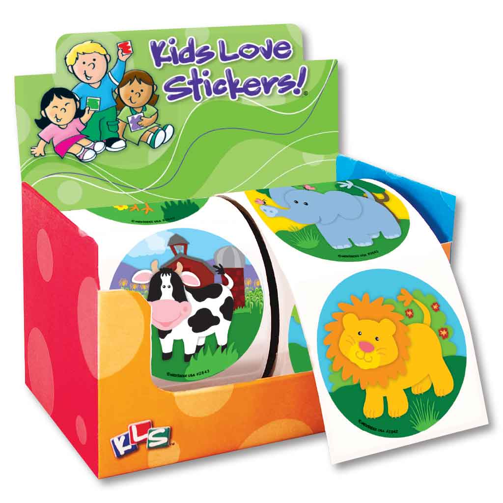 Baby Animals 2-Roll Display Sticker Box