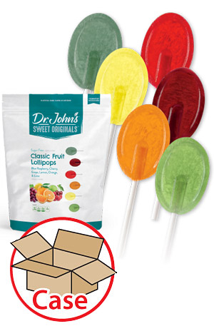 Dr. John's Candies Sugarless Fruit Lollipops 8-Bag Case