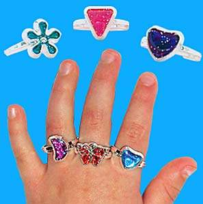 Glitter Shape Rings Toy Jewelry